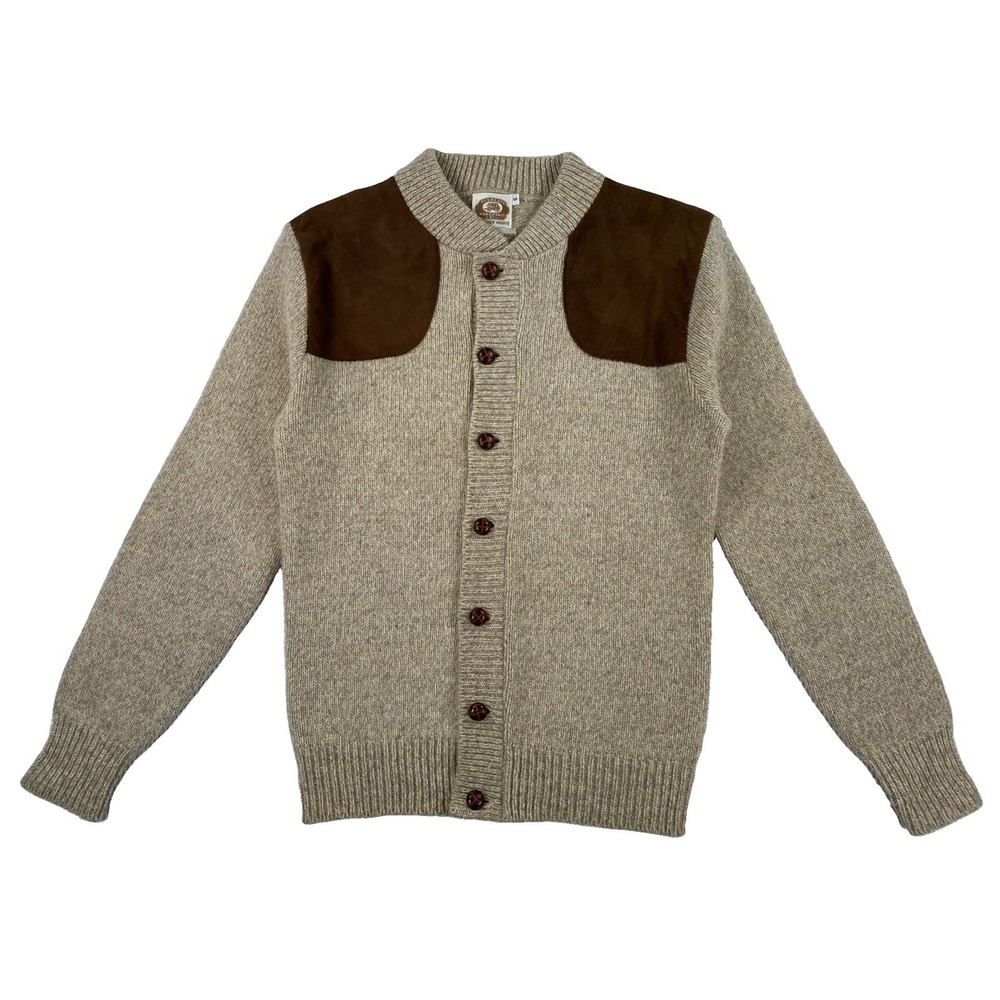 Overland Sheepskin Co Cardigan Sweater Wool Blend Men's Small Elbow Pads